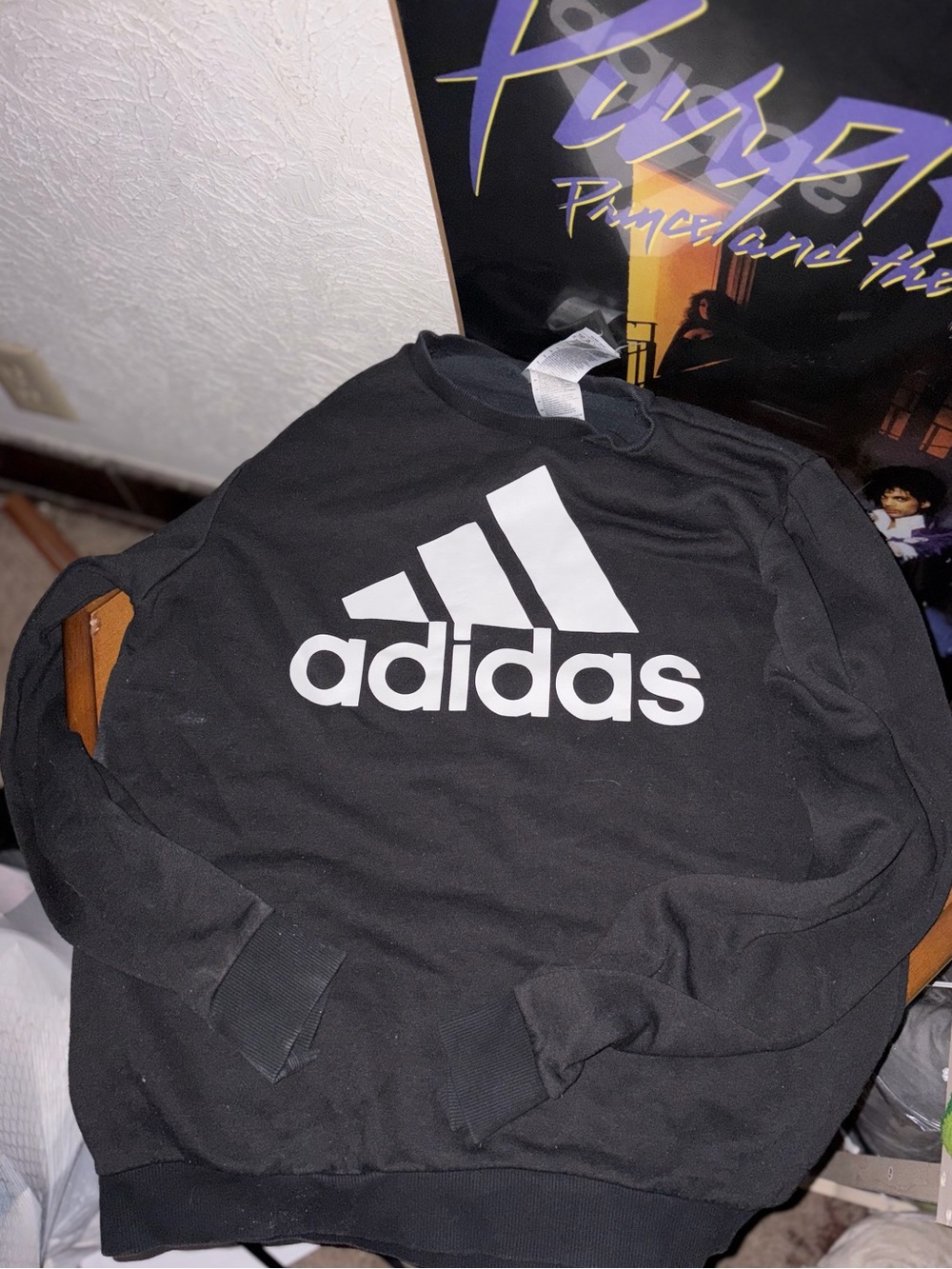 adidas Black Crewneck Sweatshirt with White Logo